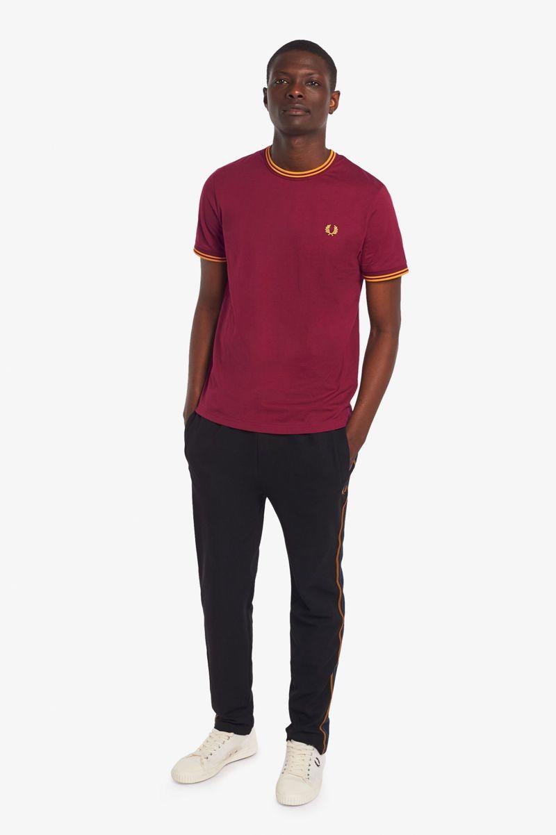 Red Fred Perry Twin Tipped Men's T Shirts | PH 1796NWYB